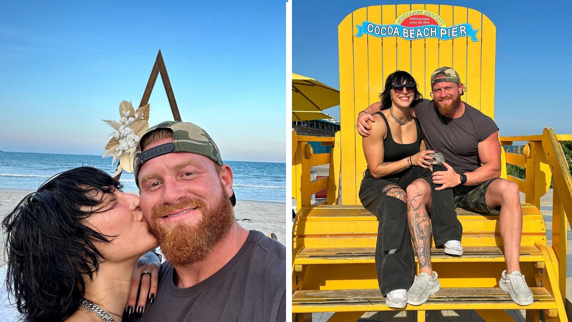 Rhea and Buddy announcing their engagement in August 2023